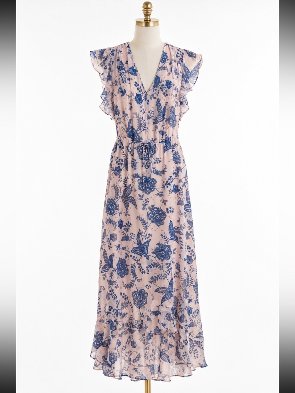 Tommy Hilfiger Blush Dress with Blue Floral Print size 8